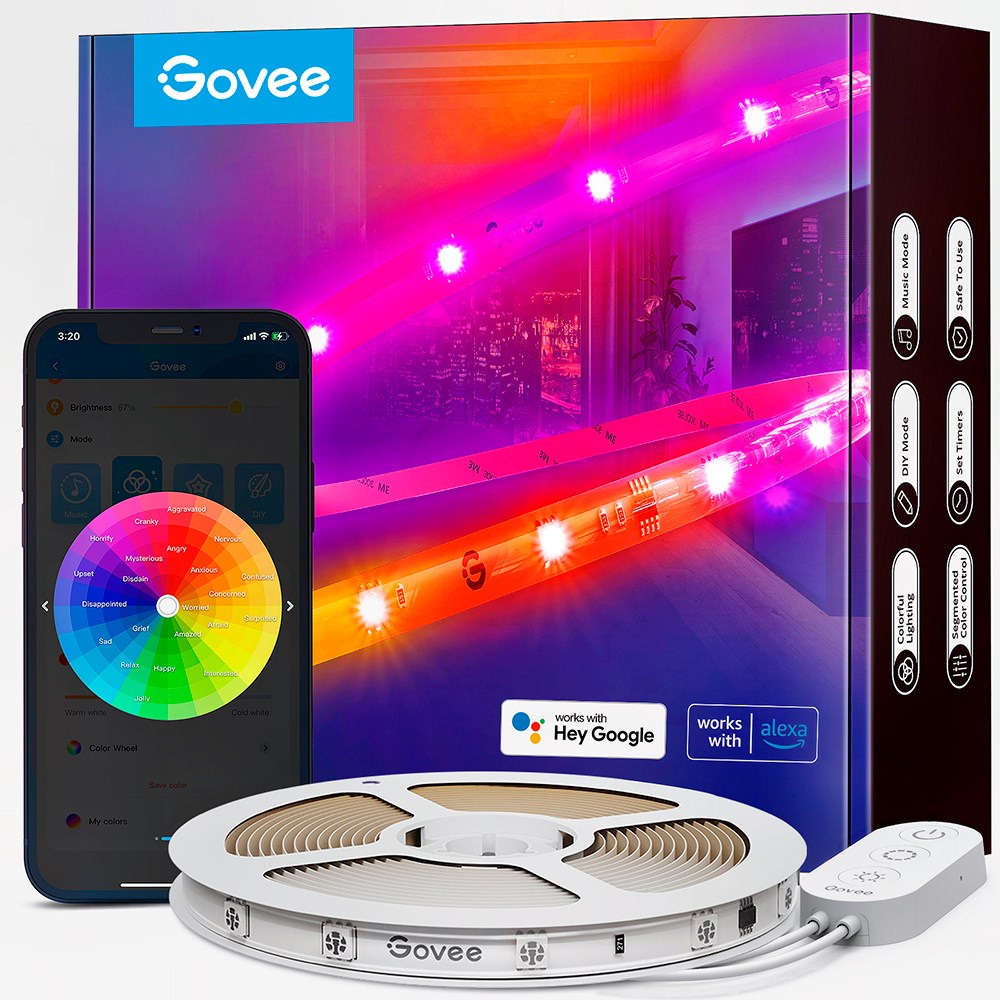 Govee RGBIC 5m LED Silicone Lightstrip - Hvit