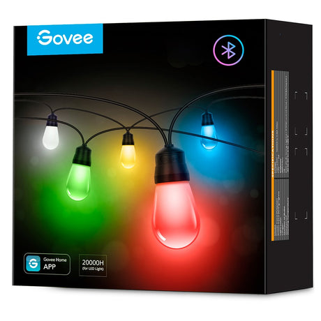 Govee RGBW Bluetooth & Wi-Fi Outdoor String Lights 14m - Svart