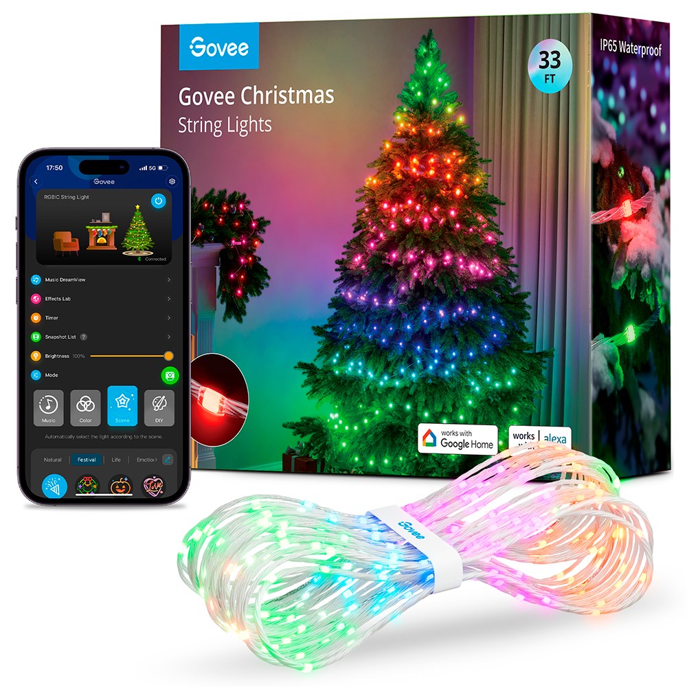 Govee Christmas Lights 10m Smart Home Lysstreng - Flerfargede Lys