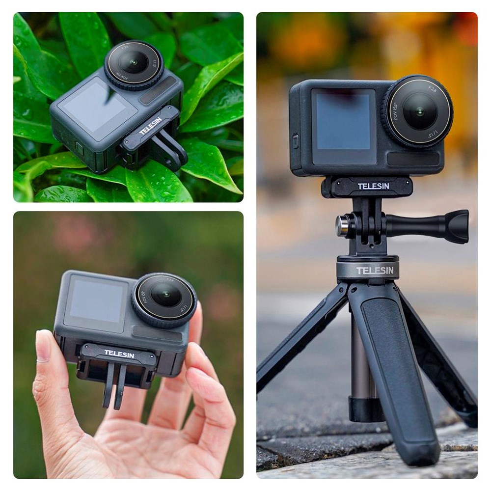 TELESIN Magnetisk Dobbelt Claw Mount for DJI Osmo Action 3 / 4 / 5 Pro - Svart