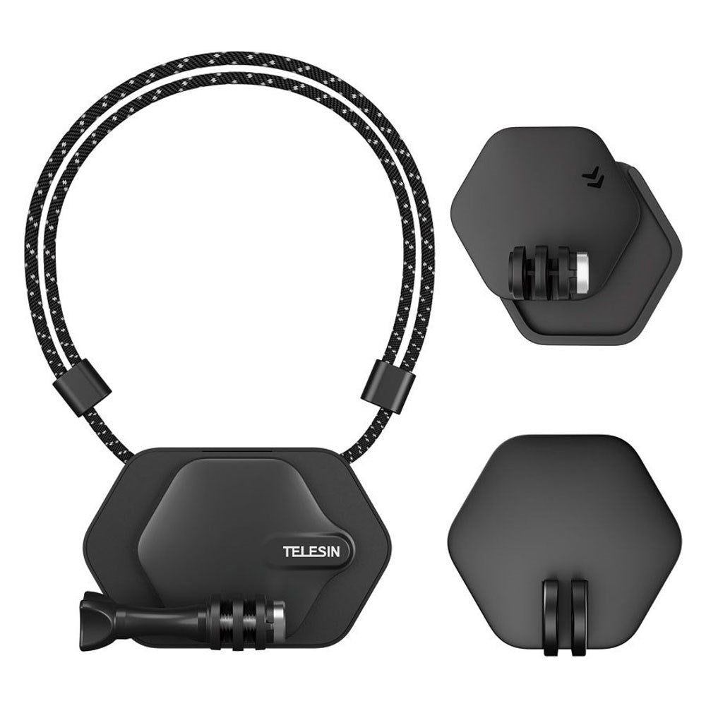 TELESIN Skjult Magnetisk Holder for Actionkamera - inkl. Gjenbrukbart Klistremerke - Svart