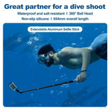 TELESIN Vanntett Selfiestang med 360 Graders Roterbar Ledd - Svart / Grå