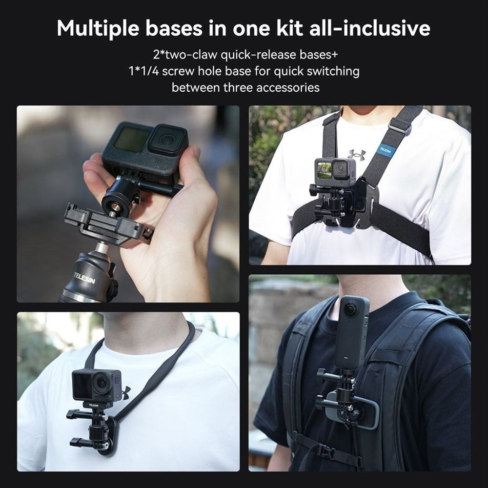 TELESIN Quick-Release Adaptersett for actionkamera - svart