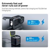 TELESIN Stamina Batteri til GoPro Hero 9 / 10 / 11 / 12 - Hvit