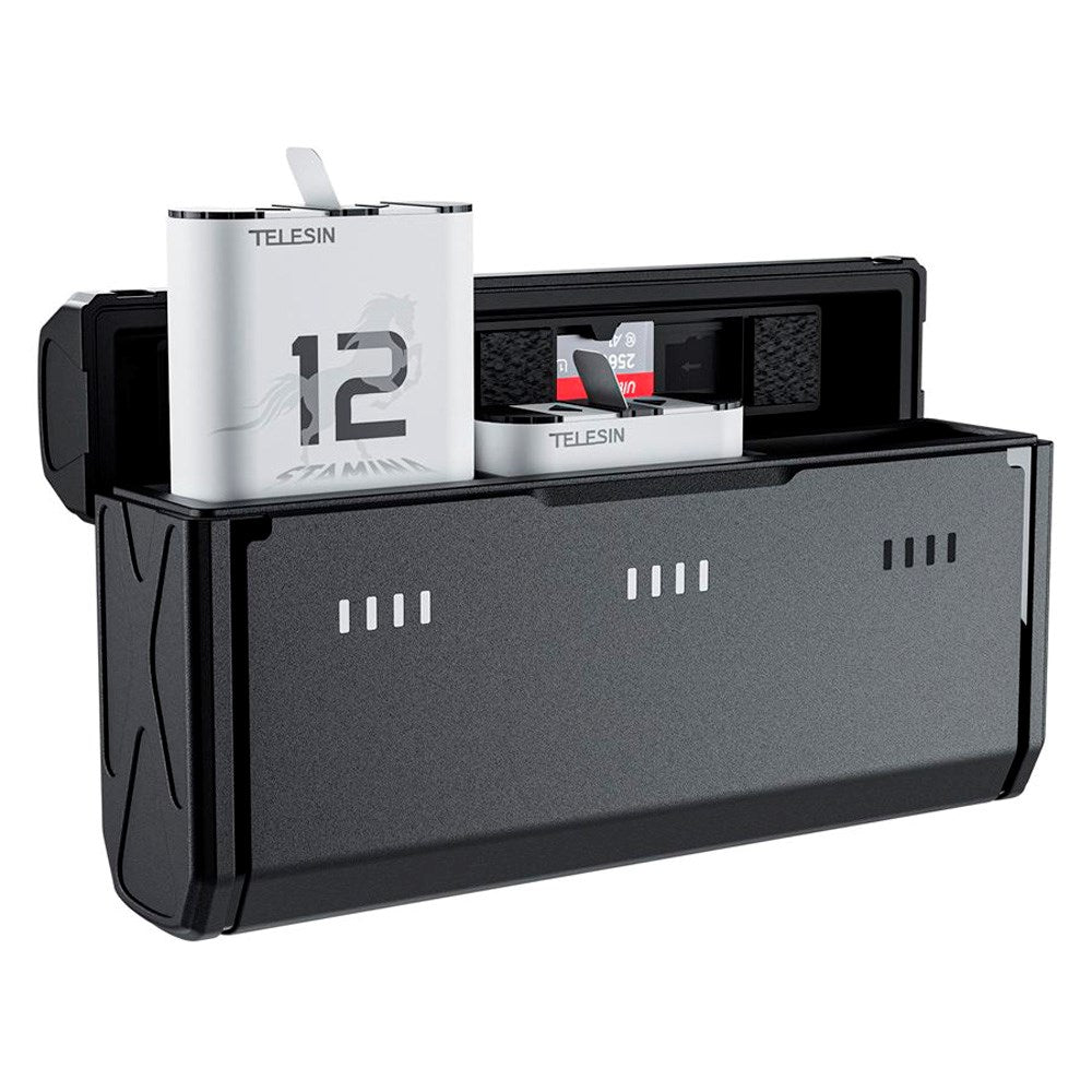 TELESIN Batteri Ladeetui & 2x Stamina Batteri Kit for GoPro Hero 9 / 10 / 11 / 12 - Svart
