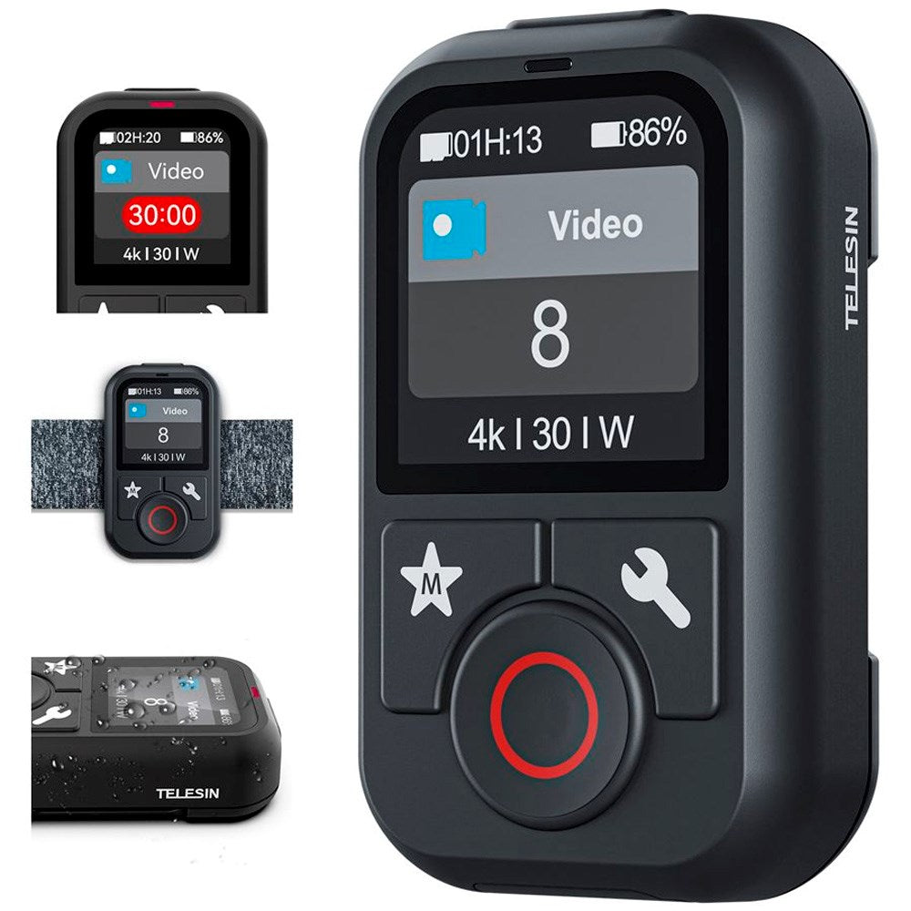 TELESIN Fjernkontroll for GoPro Hero 8 / 9 / 10 / 11 / 12 / 13 / MAX m. Håndleddsrem - Svart