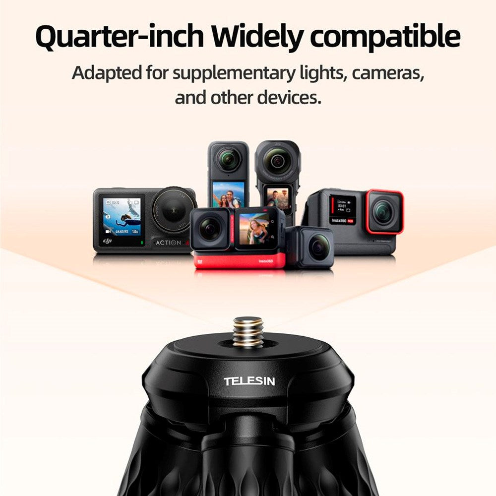 TELESIN Magnetisk Fleksibelt Stativ for Mobil & Action Kamera - MagSafe Kompatibel - Svart