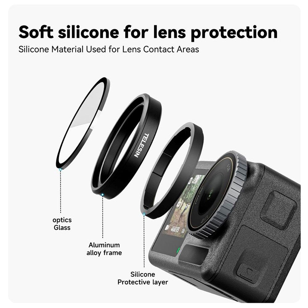 TELESIN CPL+ND8/16/32 Linsefilter Sett for DJI Osmo Action 3 / 4 / 5 Pro - Gjennomsiktig