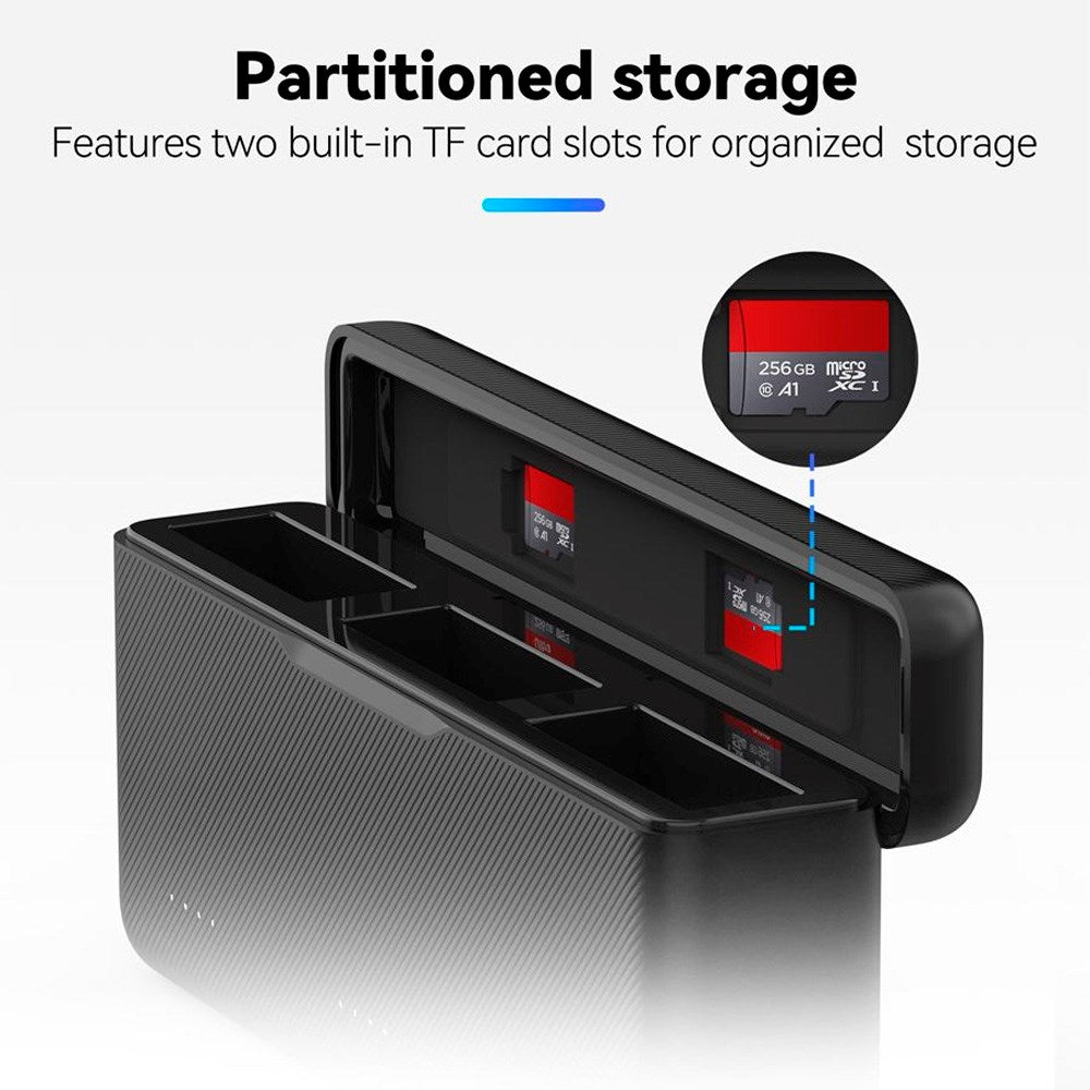 TELESIN Batteri Ladeetui for DJI Osmo Action 3 / 4 / 5 Pro - Svart