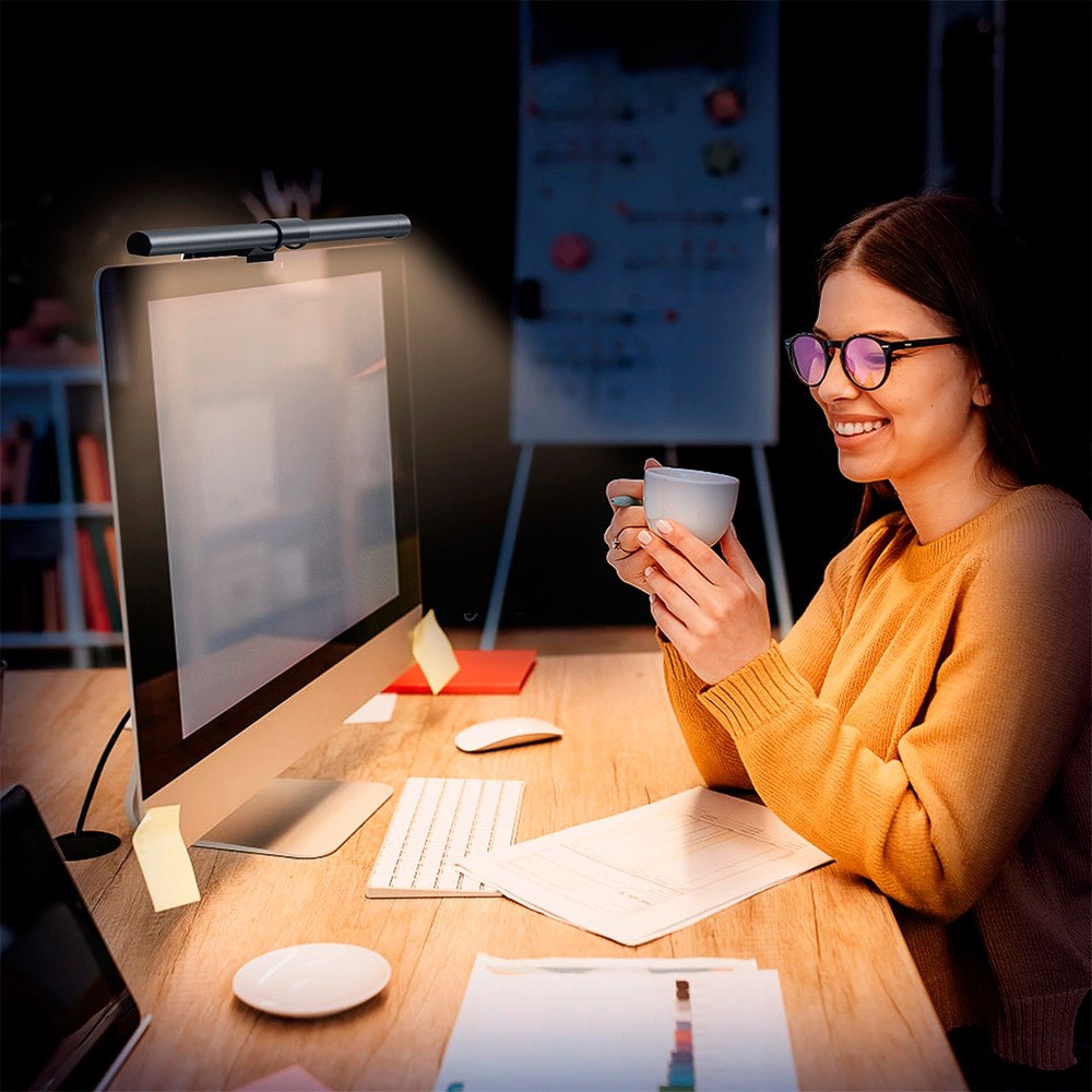 Elesense Skjermlampe med Front- og Bakgrunnsbelysning - Svart