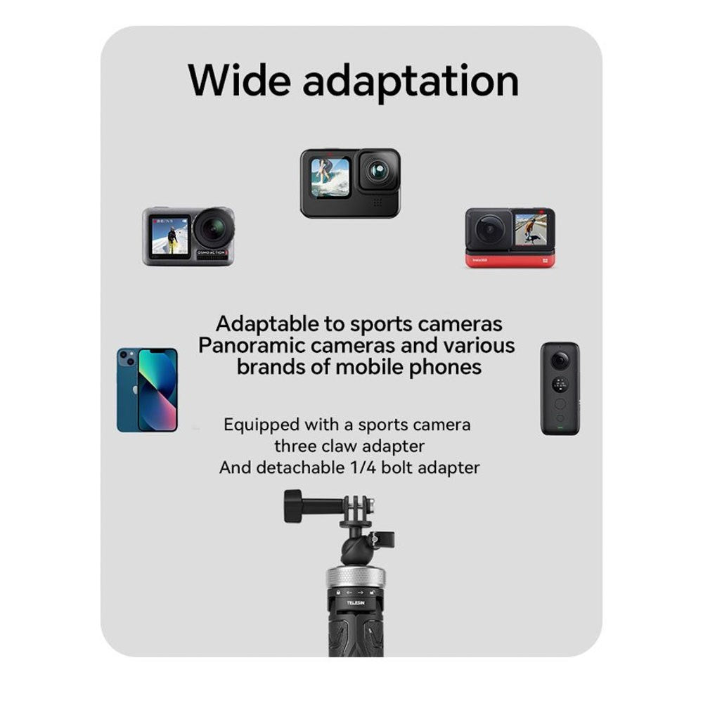 TELESIN 3-i-1 Selfiestang med Stativ for Actionkamera - Svart