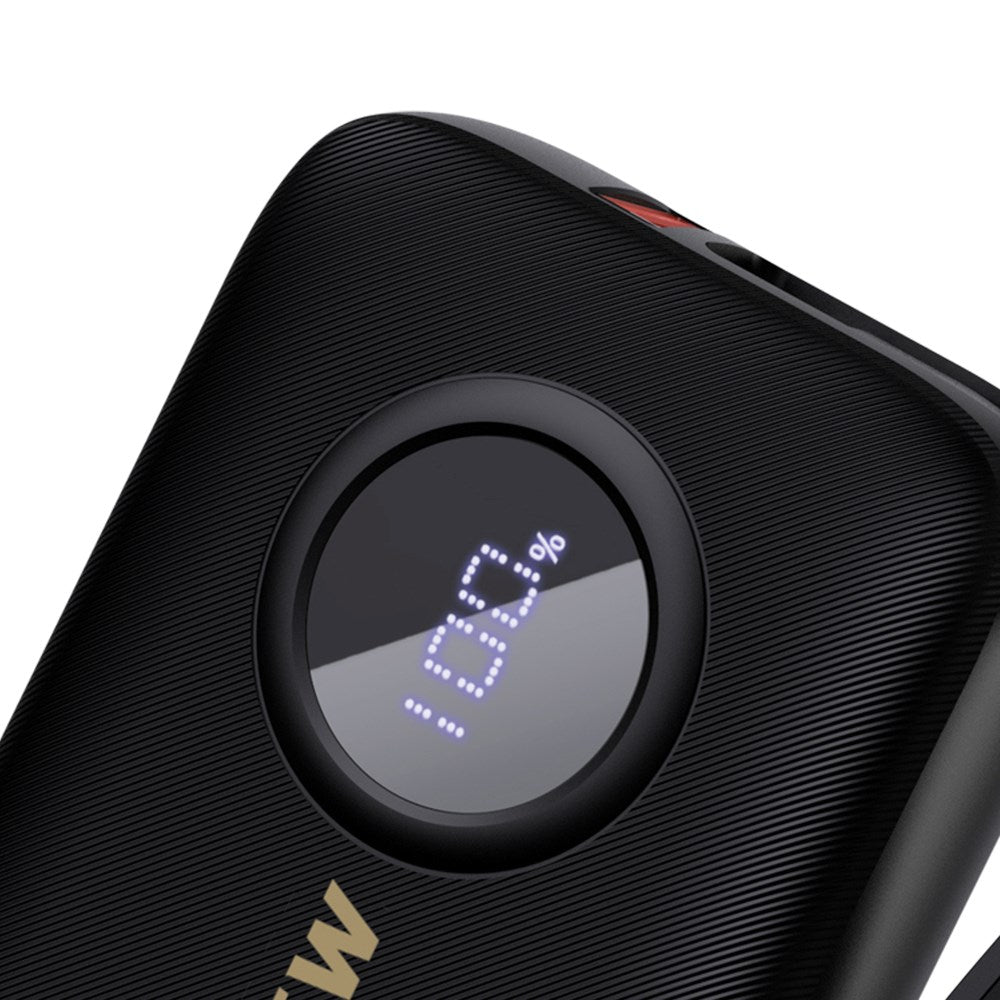 Dudao K14 10.000 mAh PowerBank m. Innebygd USB-C Kabel & Lightning Kabel - Svart