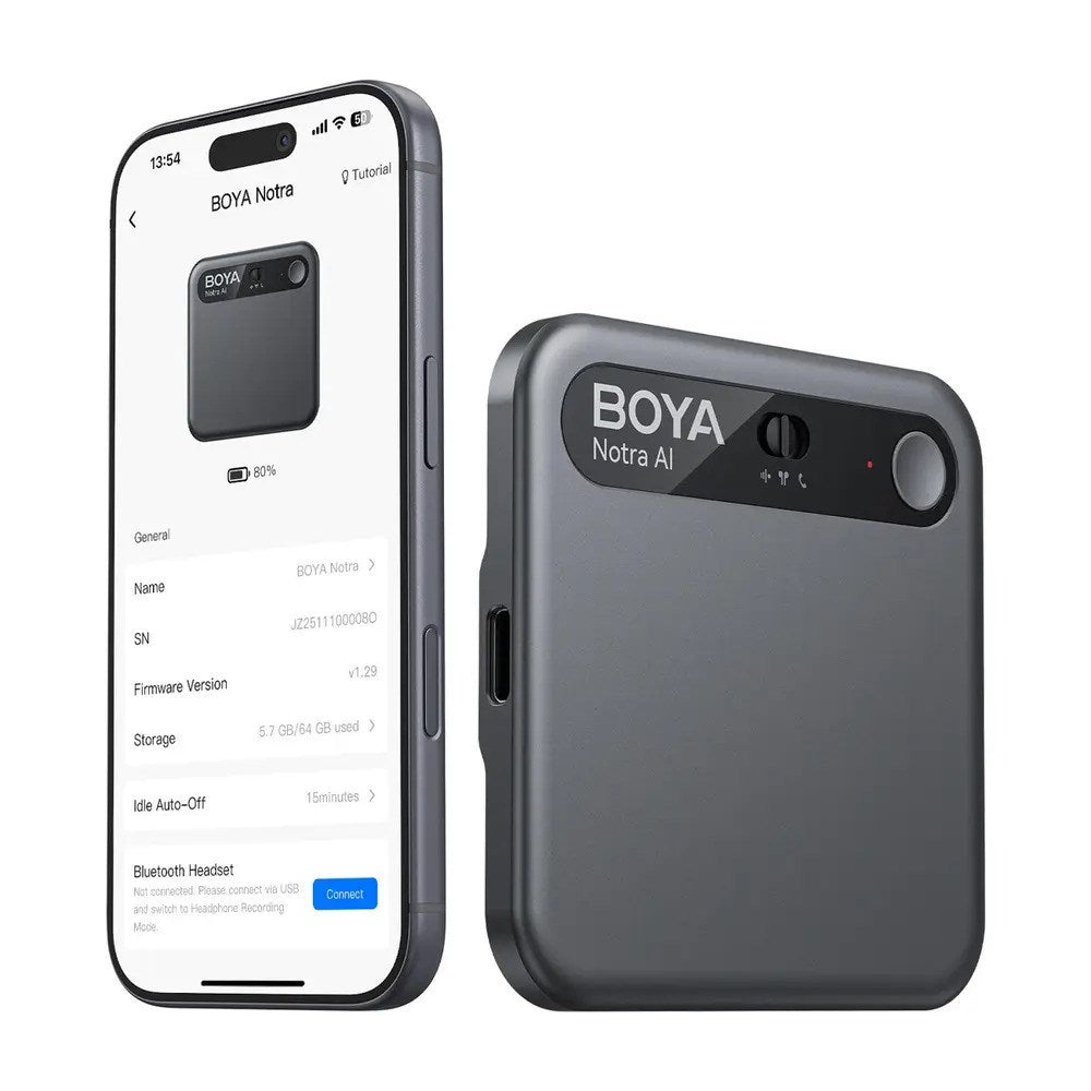 BOYA Notra Stemmeopptaker m. AI - Svart