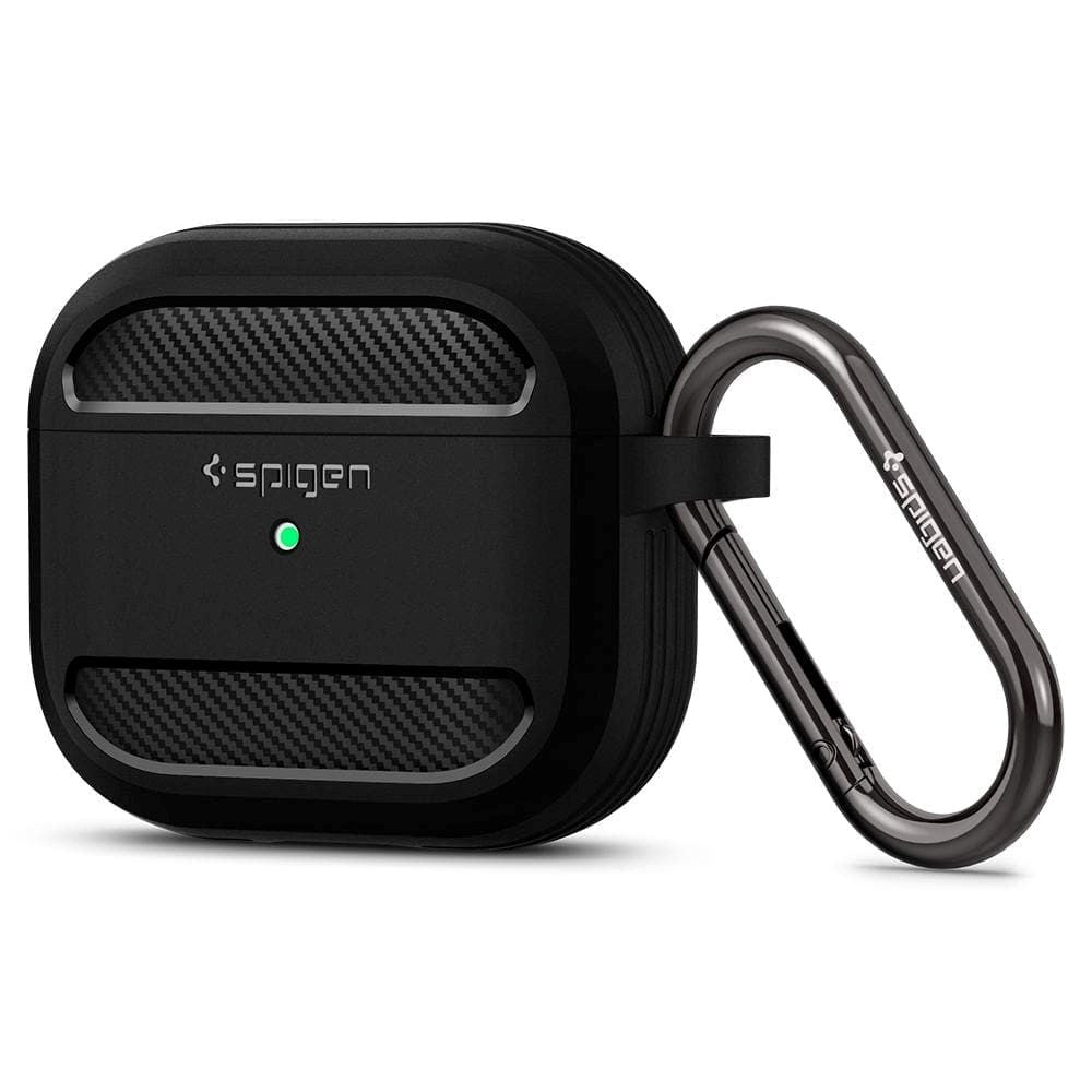 Spigen Rugged Armor Apple Airpods (3. gen.) Ladedeksel med karabinkrok - Svart