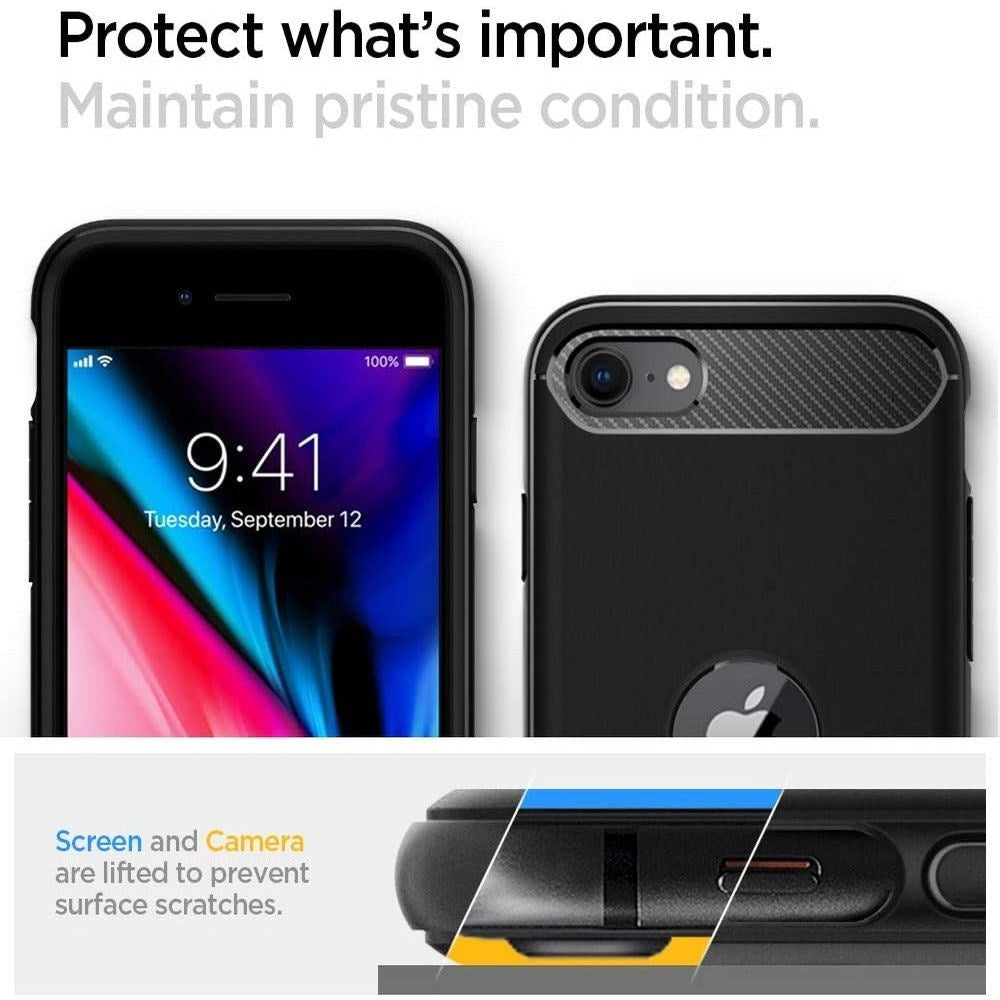 iPhone SE (2022 / 2020) / 8 / 7 Spigen Rugged Armor Bakdeksel - Svart