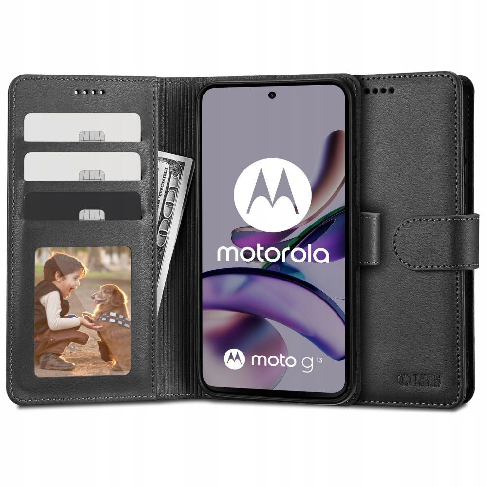 Motorola Moto G13 / G23 / G53 Tech-Protect Flip Deksel med Lommebok - Svart