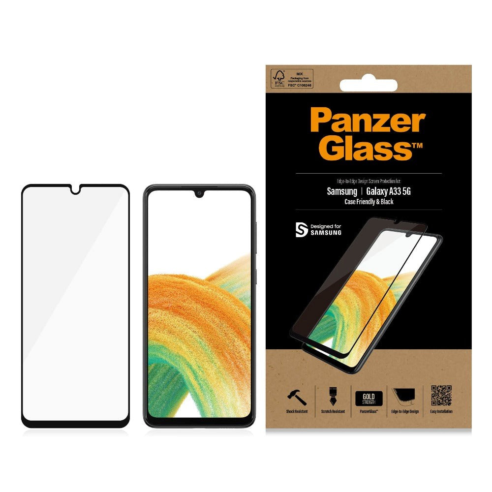 Samsung Galaxy A33 (5G) PanzerGlass Edge-to-Edge Beskyttelsesglass - Case-Friendly - Svart Kant