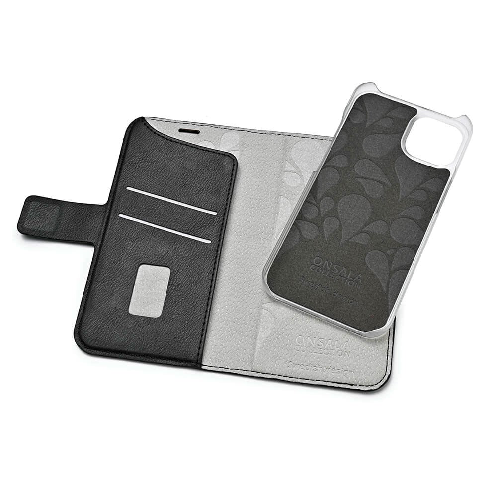 iPhone 15 Plus GEAR ONSALA  Fashion Collection PU Skinn Flipdeksel med Magnet & Lommebok - MagSafe-Kompatibel - Midnight Black