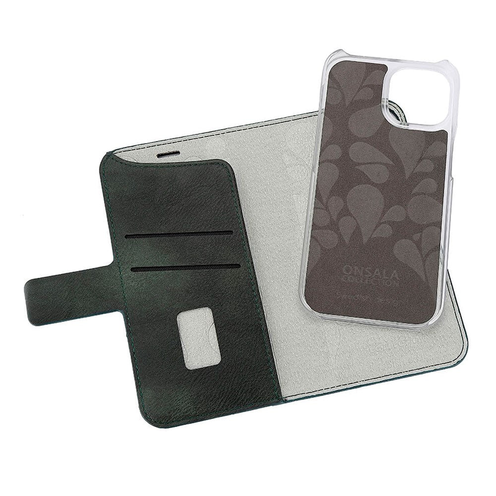 iPhone 15 GEAR ONSALA  Fashion Collection PU Skinn Flipdeksel med Magnet & Lommebok - MagSafe-Kompatibel - Dark Green