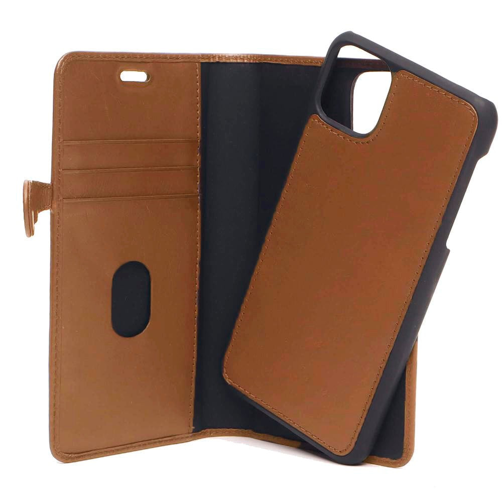 iPhone 11 Pro Gear Buffalo Wallet - Ekte Skinndeksel med Lommebok - Cognac