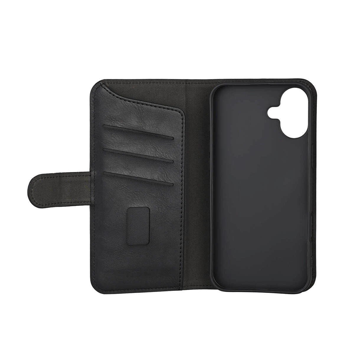 iPhone 16 GEAR Wallet - Flip Deksel i Kunstskinn med Lommebok for 3 Kort - MagSafe Kompatibel - Svart