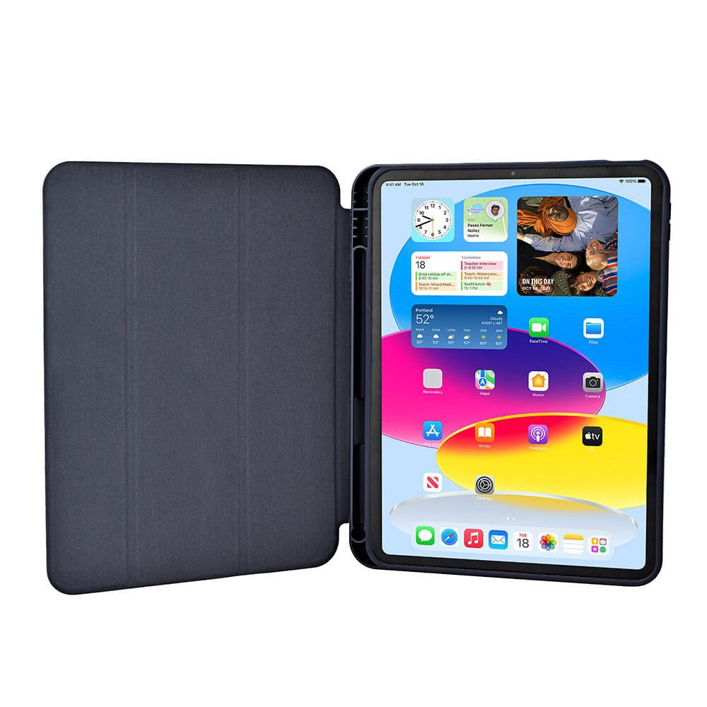 iPad 10.9" (2022) GEAR Pencilpocket Skinn Flip Deksel - Mørkeblå