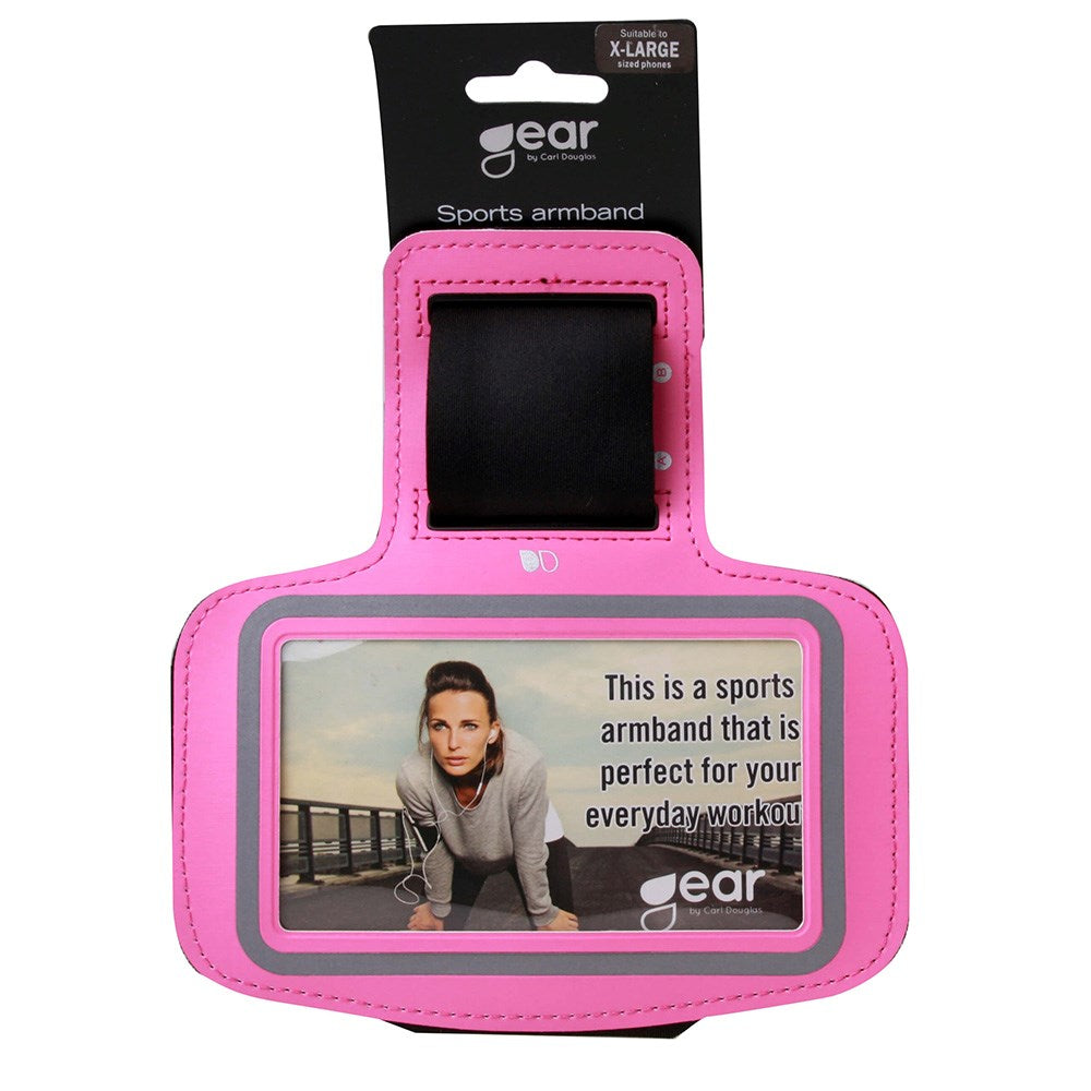 GEAR Universal Løpearmbånd med Justerbar Borrelåsstropp & Reflekterende Kant (Maks. Mobil: 140 x 70 mm) - Rosa