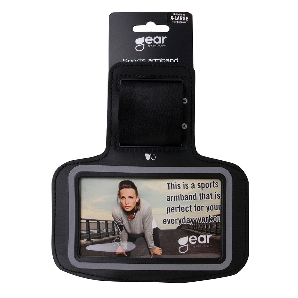 GEAR Universal Løpearmbånd med Justerbar Borrelåsstropp & Reflekterende Kant (Maks. Mobil: 140 x 70 mm) - Svart