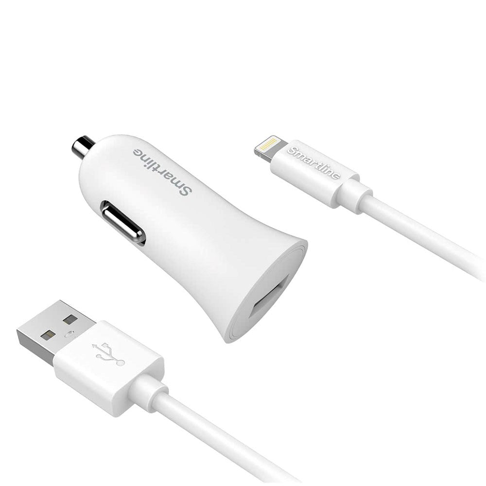 Smartline 12W Billader med Lightning Kabel 1m - Hvit