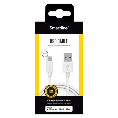 Smartline USB-A til Lightning Kabel 1 med - Hvit