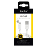 Smartline (3A/15W) USB2.0 - USB-C Kabel 1 med - Hvit