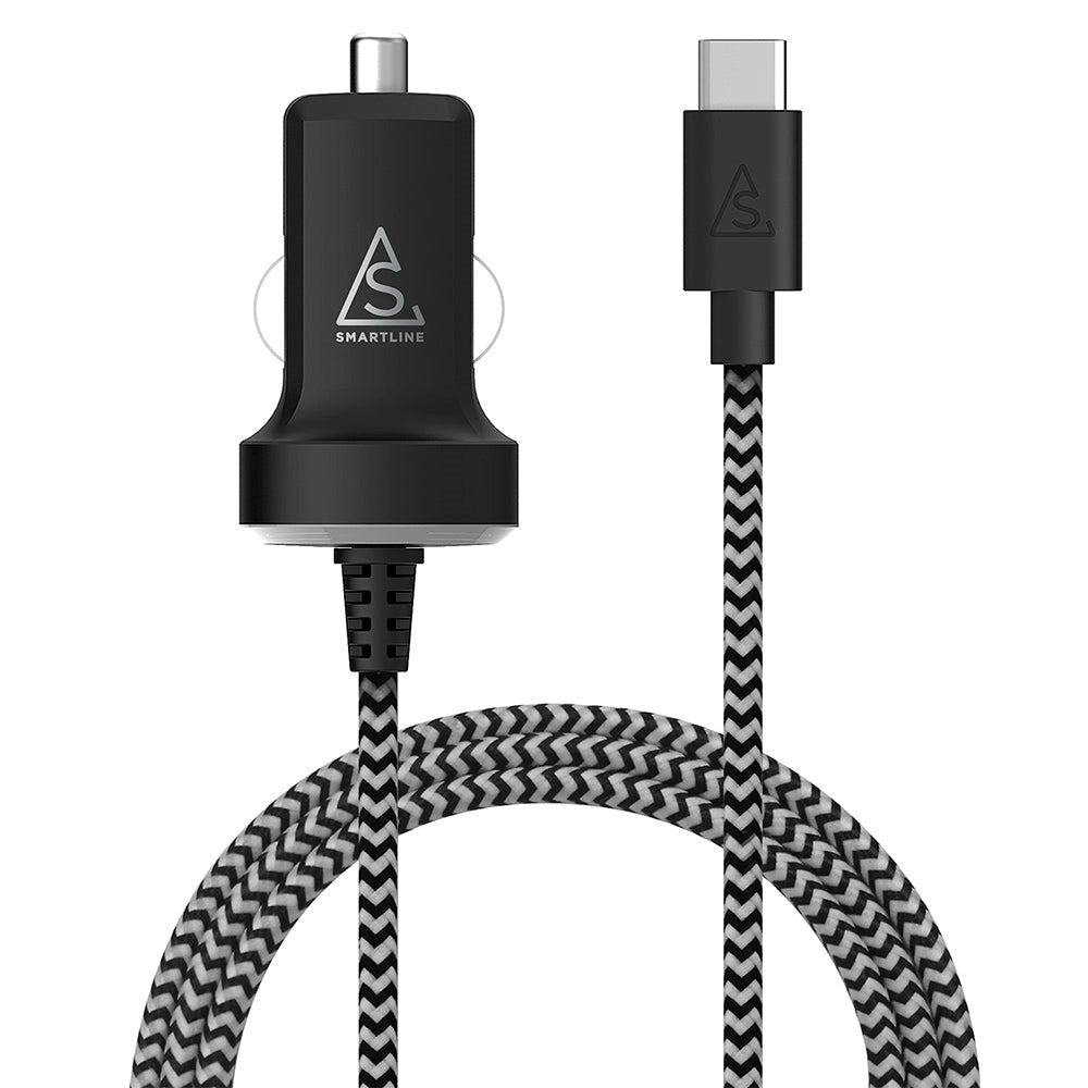 Smartline 10.5W Billader med Innebygd USB-C Kabel - Svart