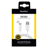 Smartline (3A/15W) USB2.0 - USB-C Kabel 3 med - Hvit