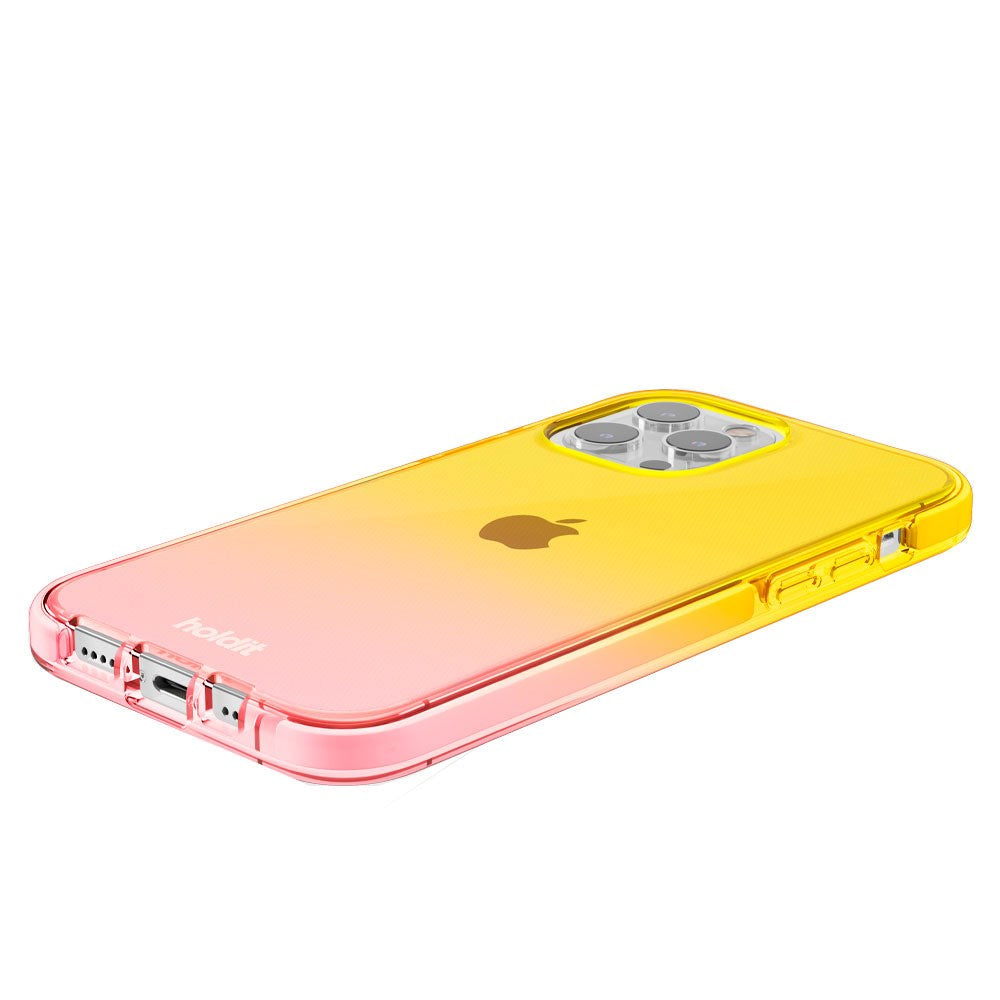 Holdit iPhone 13 Pro Seethru Deksel - Gradient Bright Pink/Orange Juice