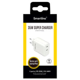 Smartline Hurtiglader 35W PD 2 x USB-C - Hvit