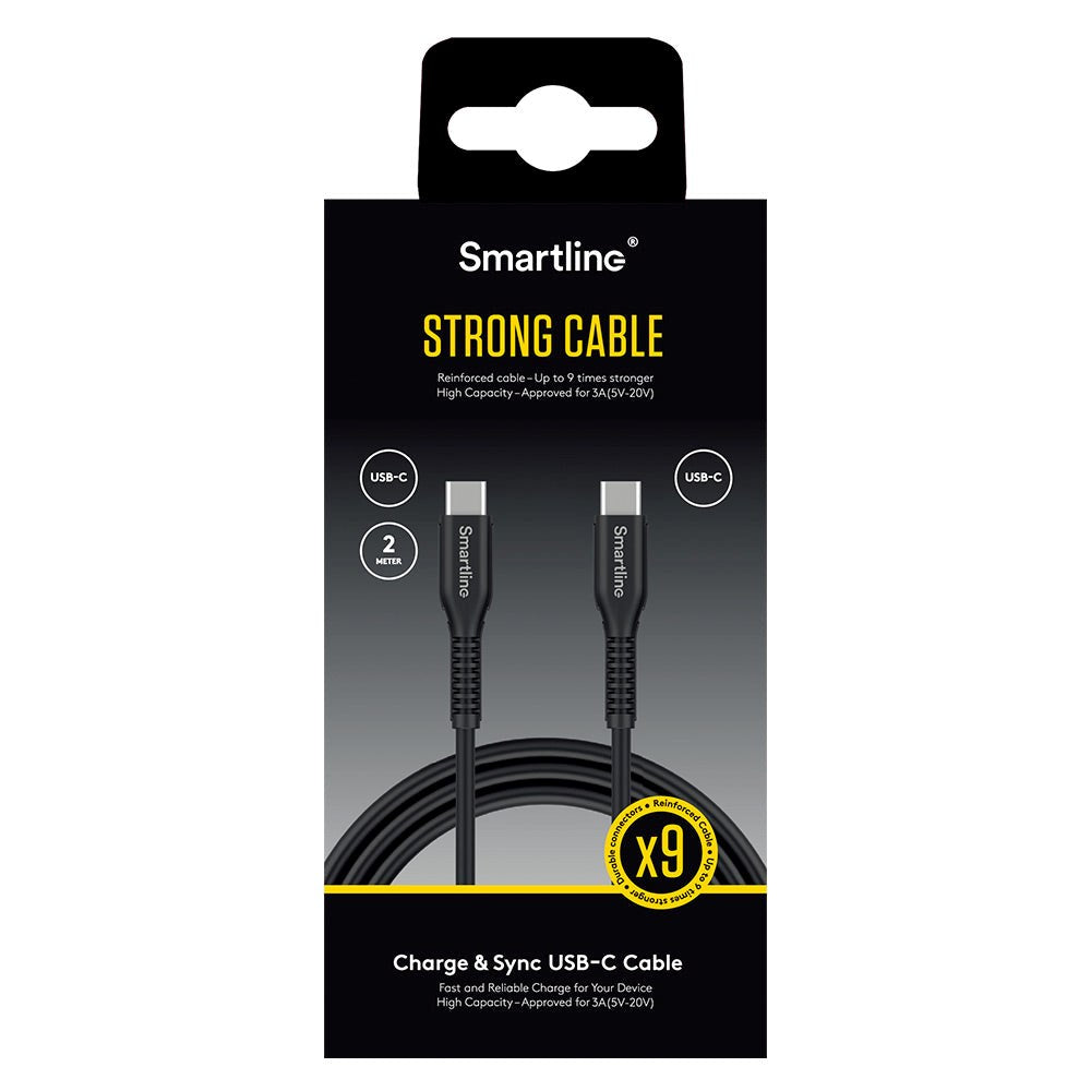 Smartline Strong USB-C til USB-C Kabel 2 Meter - Svart