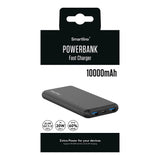 Smartline 22,5 W Powerbank - 1 x USB-A (QC) og 2 x USB-C (PD) - 10000 mAh - Svart