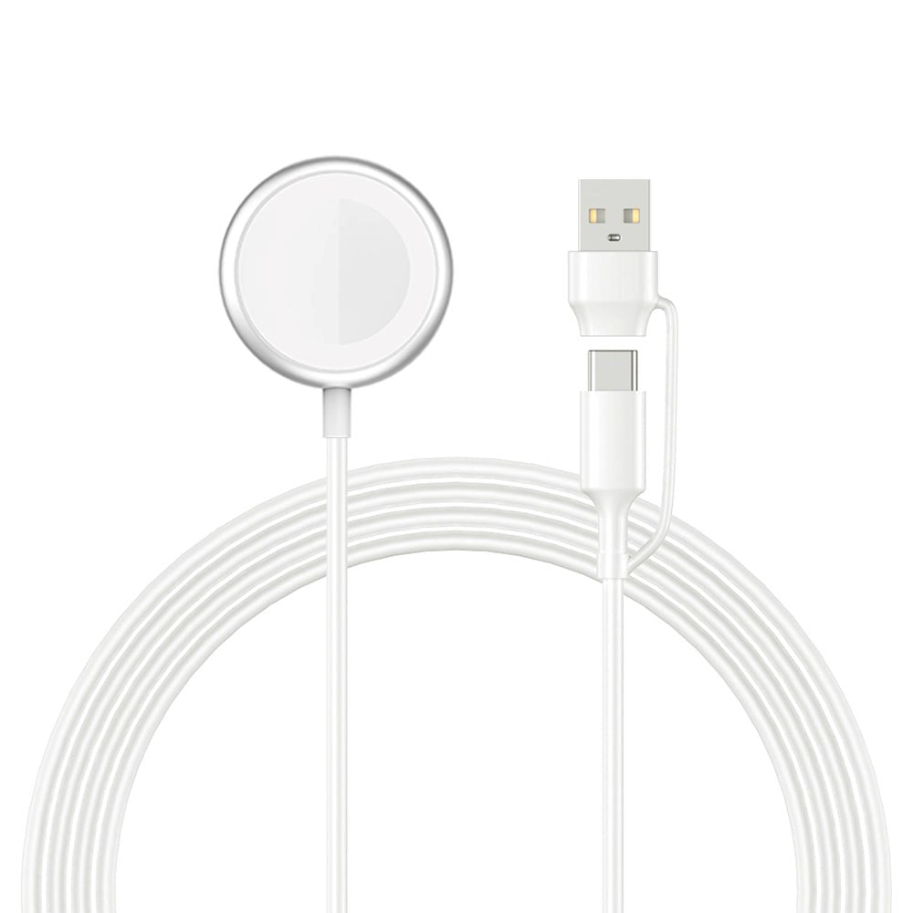 Smartline 2-i-1 Apple Watch Trådløs Lader m. Magnet - 2,5W - 1m. - Hvit