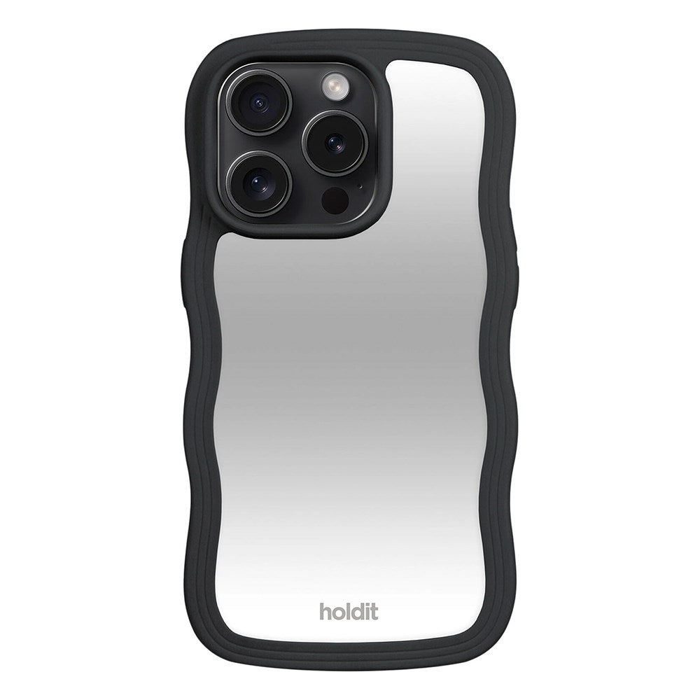 Holdit iPhone 15 Pro Wavy Deksel - Black / Mirror