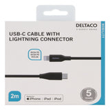 Deltaco 18W USB-C til Lightning Kabel - 2m - Svart