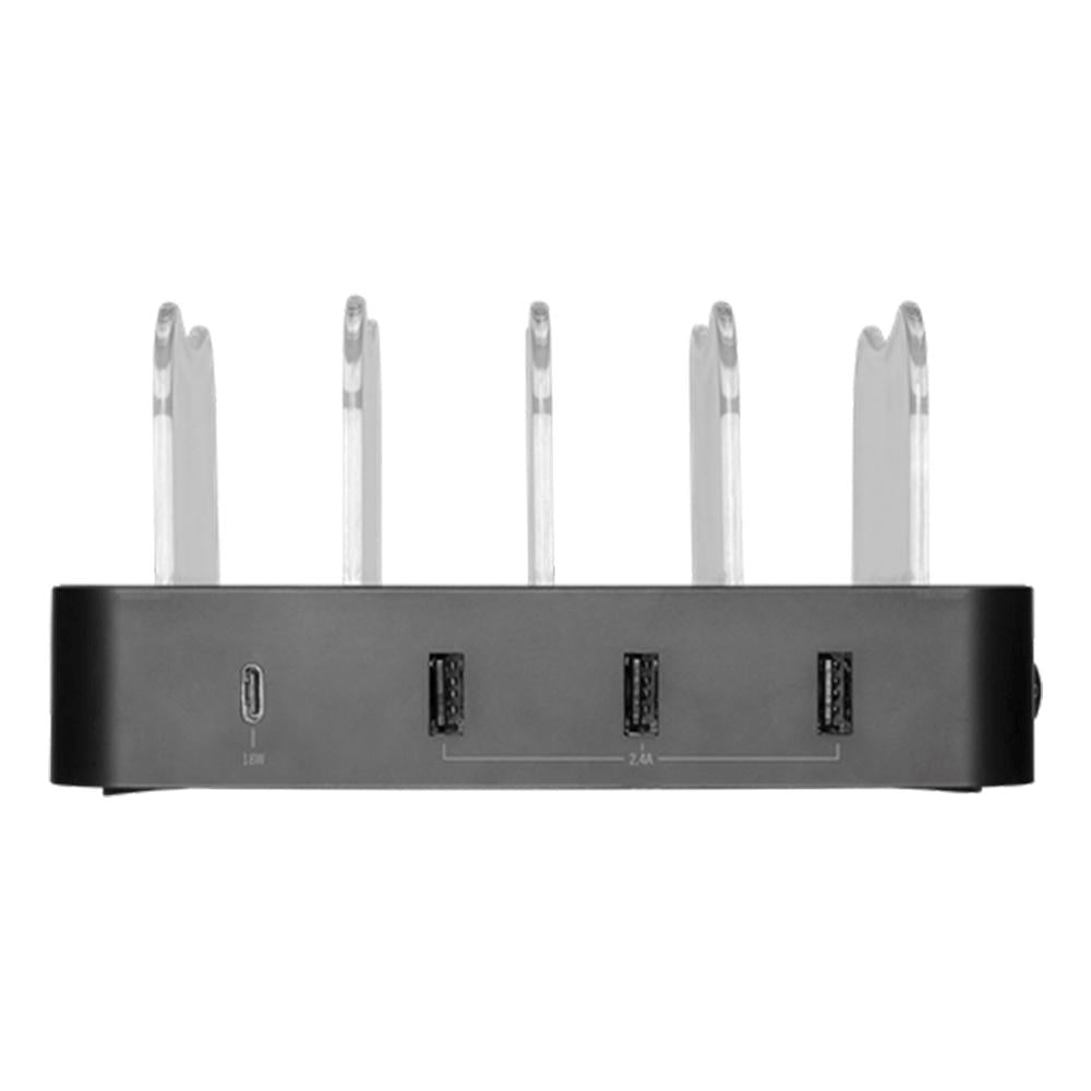 Deltaco 4 port 40W Ladestasjon med 3 x USB-A / 1 x USB-C-port -Svart