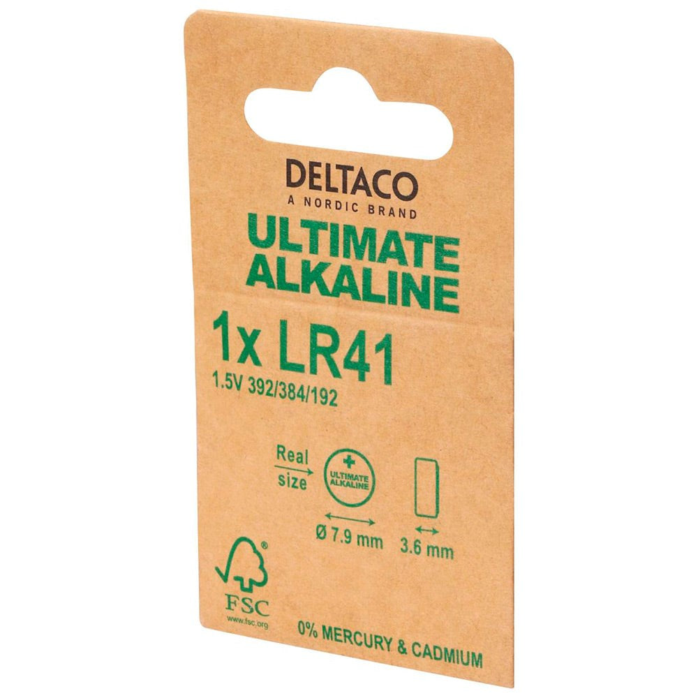 Deltaco Alkaline 1 x LR41 Knappcellebatterier