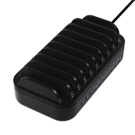 Deltaco Dokkingstasjon 10 Porter 120W m. 7 x USB-A og 3 x USB-C - Svart