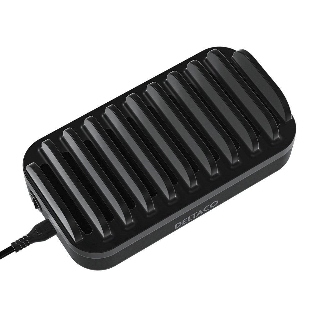 Deltaco Dokkingstasjon 10 Porter 120W m. 7 x USB-A og 3 x USB-C - Svart