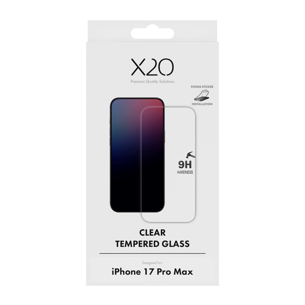 X2O iPhone 17 Pro Max 9H Herdet Skjermbeskyttelsesglass - Gjennomsiktig
