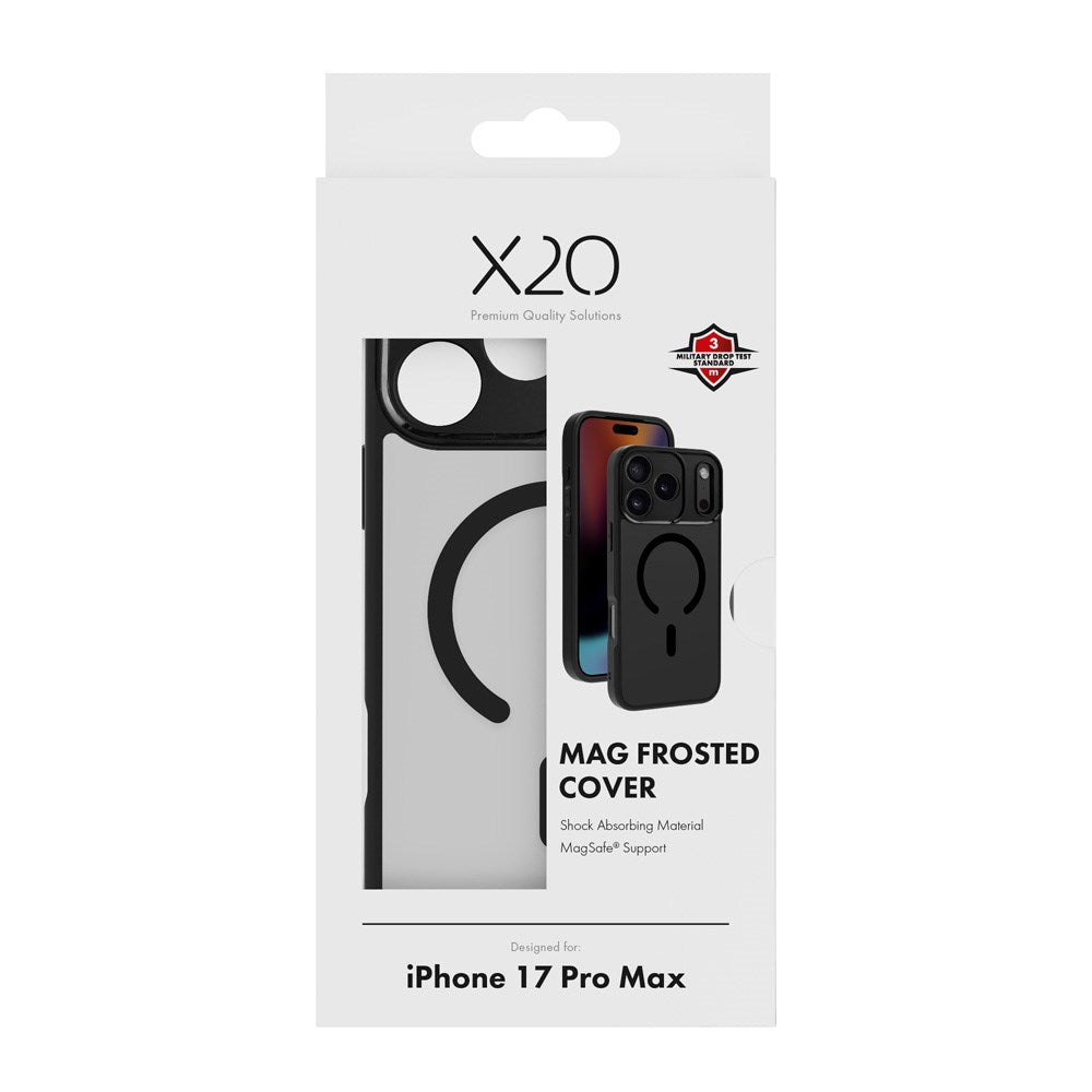 X2O iPhone 17 Pro Max Mag Frosted Deksel - MagSafe Kompatibel - Matt Svart