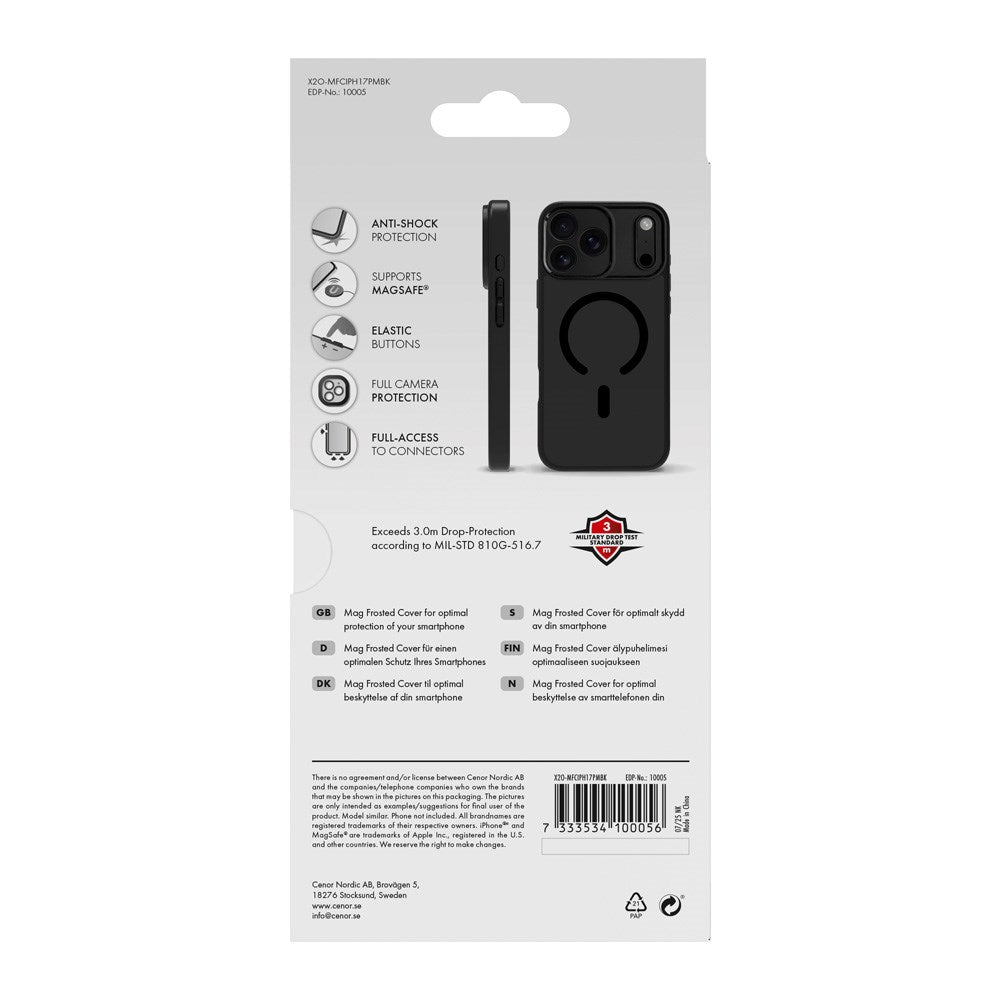 X2O iPhone 17 Pro Max Mag Frosted Deksel - MagSafe Kompatibel - Matt Svart