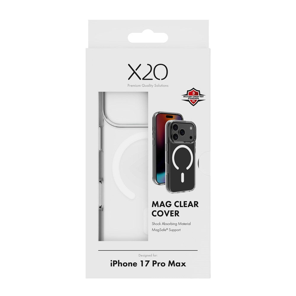 X2O iPhone 17 Pro Max Mag Clear Deksel - MagSafe Kompatibel - Gjennomsiktig