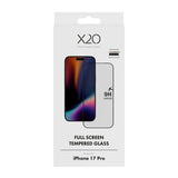 X2O iPhone 17 Pro 9H Skjermbeskytter i Herdet Glass - inkl. Monteringsramme - Gjennomsiktig / Svart Kant