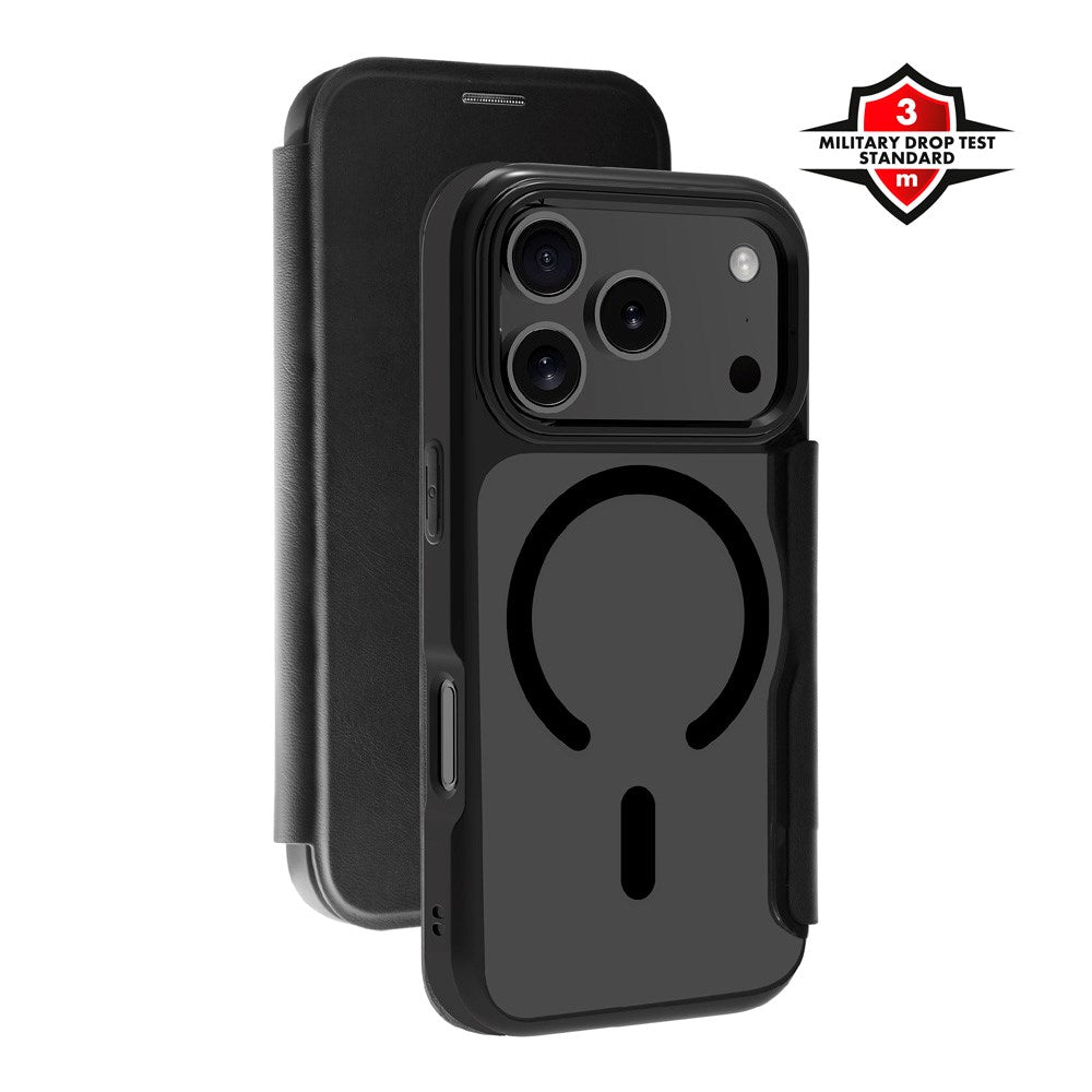 X2O iPhone 17 Pro Mag Wallet Flip Deksel med Kortholder - Svart